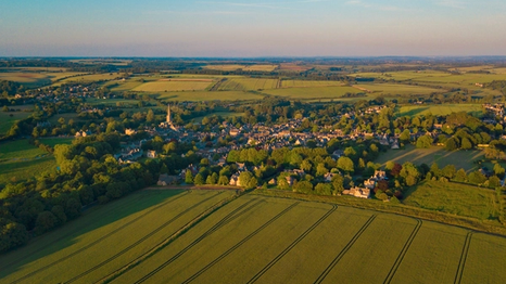 Aerial view of the Cotwolds countryside